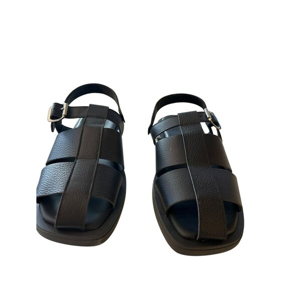 Free People Flora Black Leather Fisherman Sandals Size 11 NEW - Picture 3 of 8